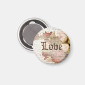 Aimant Vintage Amour Rose Art (Recto/Verso)