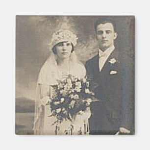 Aimant Vintage Antique Romantique Mariée et Groom Photos