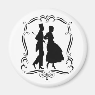 Aimant Vintage Art Silhouette Élégant Homme Femme Magne