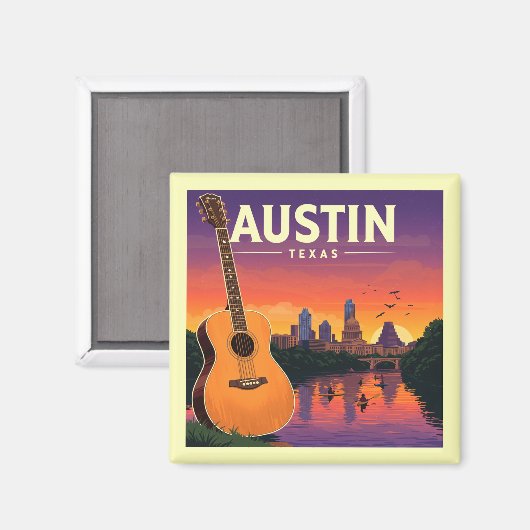 Aimant Vintage Austin Texas (Recto/Verso)