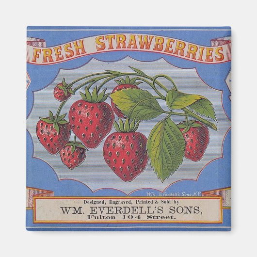 Aimant vintage aux fraises fraîches (Devant)