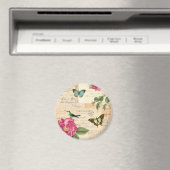 Aimant vintage avec roses et papillons (In Situ (Lave-vaisselle))