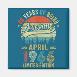 Aimant Vintage avril 1966 60 ans 60e anniversaire hommes