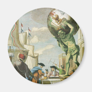 Aimant Vintage Baroque Era Atlas Frontispione World Globe