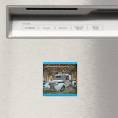 Aimant Vintage Blue Truck Rustic Grange (In Situ (Lave-vaisselle))