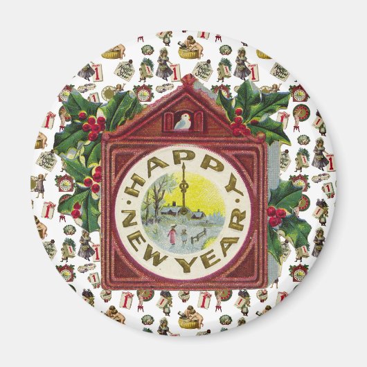 Aimant Vintage Bonne année (Devant)