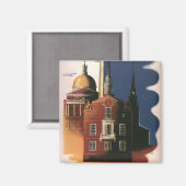 Aimant Vintage Boston, Massachusetts Paul Revere's Ride (Recto/Verso)