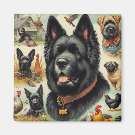 Aimant Vintage Bouvier des Flandres (Devant)