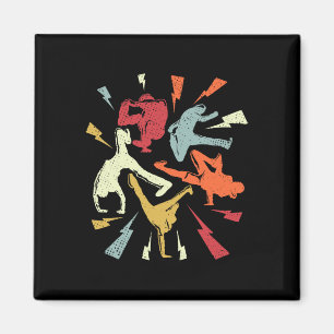 Aimant Vintage Break Dancing Bboy Poses Hip hop rétro