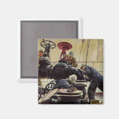 Aimant Vintage Business, plateforme pétrolière sur l'océa (Recto/Verso)