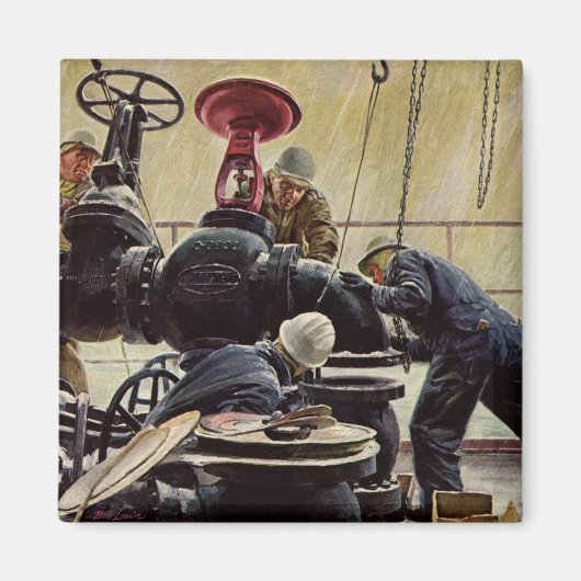 Aimant Vintage Business, plateforme pétrolière sur l'océa (Devant)