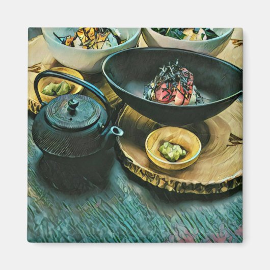 Aimant Vintage cadeau sushi (Devant)