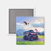 Aimant Vintage, camion monstre américain (Recto/Verso)