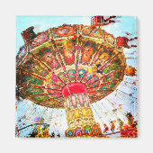 Aimant Vintage carnaval retro balançoire tour de balançoi (Devant)