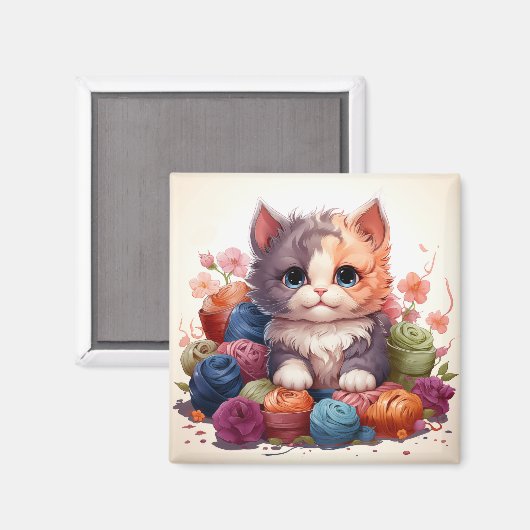 aimant vintage chat mignon (Recto/Verso)