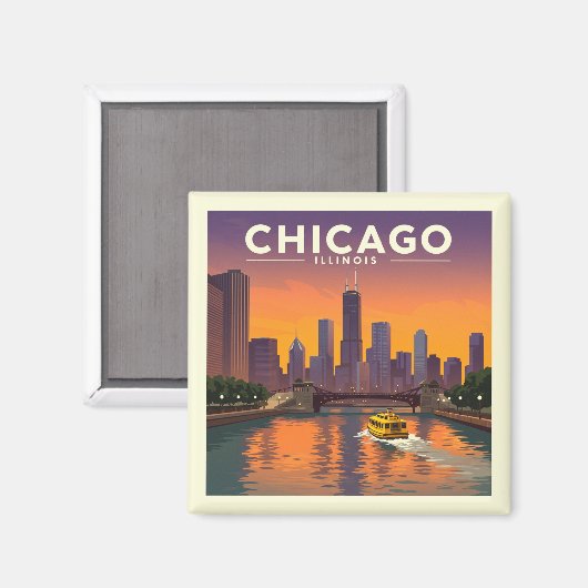 Aimant Vintage Chicago Illinois (Recto/Verso)