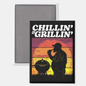 Aimant Vintage Chillin’ & Grillin’ Dark Distressed (Recto/Verso)