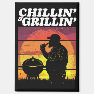 Aimant Vintage Chillin’ & Grillin’ Dark Distressed