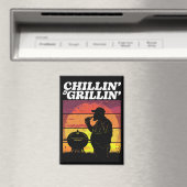 Aimant Vintage Chillin’ & Grillin’ Dark Distressed (In Situ (Lave-vaisselle))