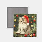 Aimant Vintage Christmas Kitten (Recto/Verso)