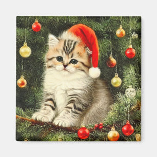 Aimant Vintage Christmas Kitten