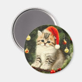 Aimant Vintage Christmas Kitten (Recto/Verso)