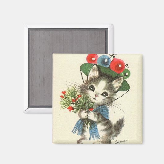 Aimant Vintage Christmas Kitten (Recto/Verso)