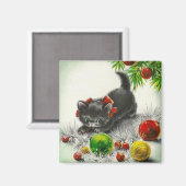 Aimant Vintage Christmas Kitten (Recto/Verso)