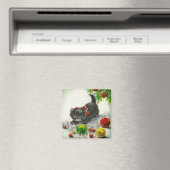 Aimant Vintage Christmas Kitten (In Situ (Lave-vaisselle))