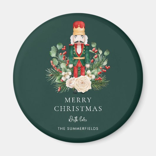 Aimant Vintage Christmas Nutcracker Greenery Holiday (Devant)