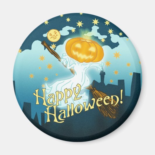 Aimant Vintage Citrouille Halloween Ghost (Devant)