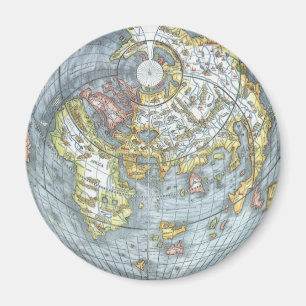 Aimant Vintage Coeur en forme d'antiquité carte du monde 