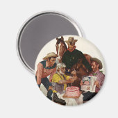 Aimant Vintage Cowboys, joyeuse fête d'anniversaire Tex (Recto/Verso)