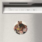 Aimant Vintage Cowboys, joyeuse fête d'anniversaire Tex (In Situ (Lave-vaisselle))