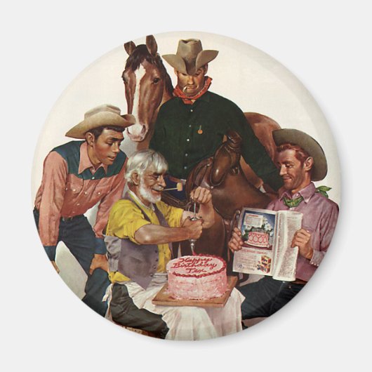 Aimant Vintage Cowboys, joyeuse fête d'anniversaire Tex (Devant)