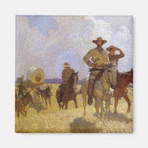Aimant Vintage Cowboys, The Parkman Outfit par NC Wyeth