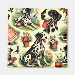 Aimant Vintage Cute Dalmatien sans joint