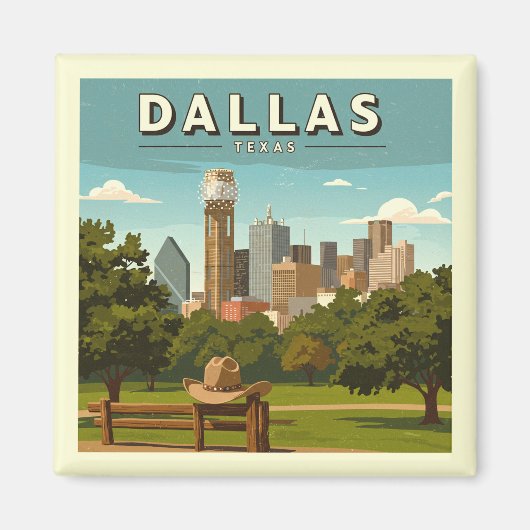 Aimant Vintage Dallas Texas (Devant)