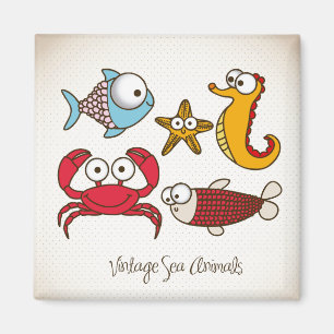 Aimant vintage d'animaux de mer