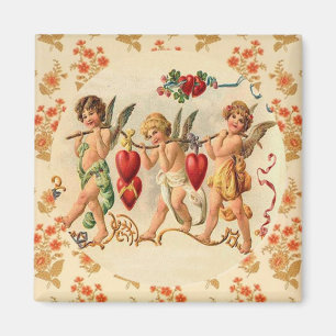 Aimant vintage de coutume de Valentine de cupidons