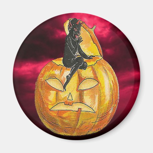 Aimant Vintage diable noir sur Jack o' Lantern (Devant)