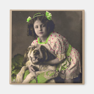 Aimant vintage doux de photo de St Bernard