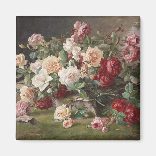 Aimant Vintage E. Hariel Rose Still Life (Devant)