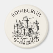 Aimant Vintage Edinburgh | Castle Retro Design (Devant)