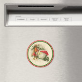 Aimant Vintage elfe de Noël avec champignon (In Situ (Lave-vaisselle))