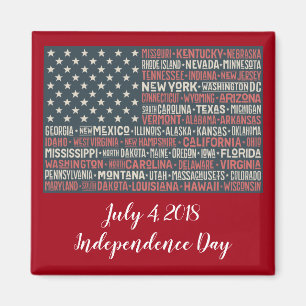 Aimant Vintage Faded American Flag State Noms Mots Art