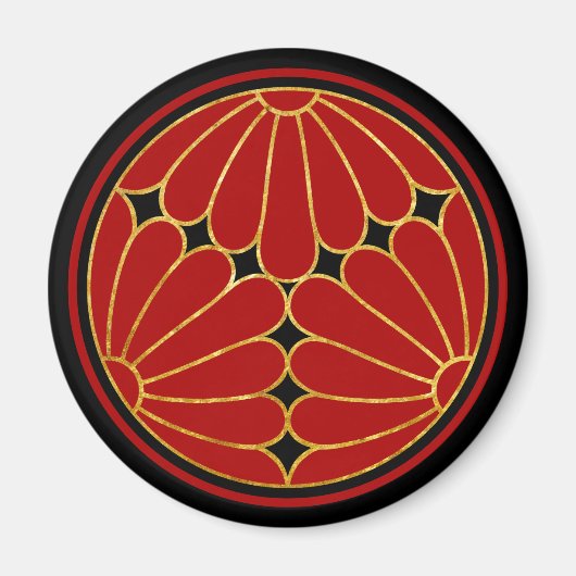 Aimant Vintage Faux Gold Kiku Chrysanthemum Mon Graphisme (Devant)