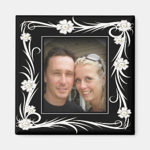 Aimant Vintage Fleur Vintage Ajoutez votre photo