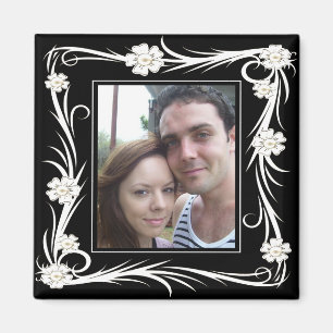 Aimant Vintage Fleur Vintage Ajoutez votre photo