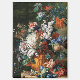 Aimant Vintage Floral Art Fleurs Huile Peinture Monogramm